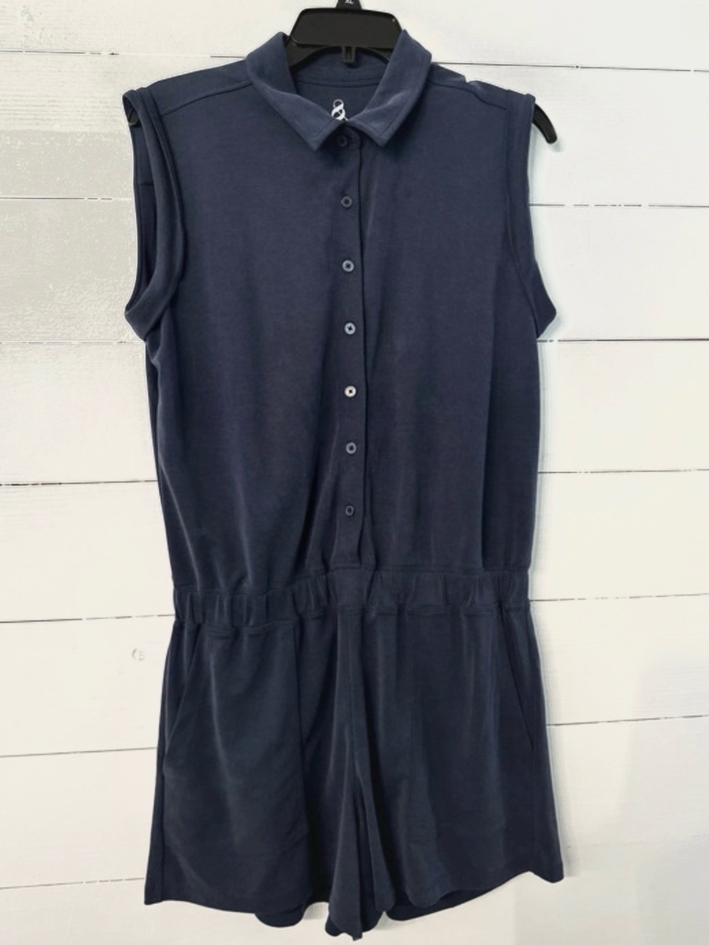 Lou & Grey Navy Sleeveless Collared Romper